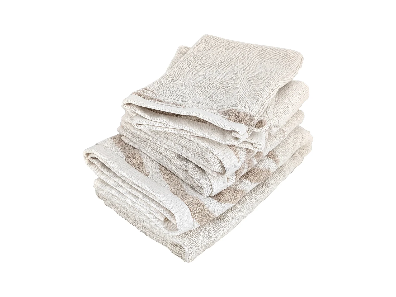 Parure de bain par 4 ZEBRA SOFT uni bord zèbre beige