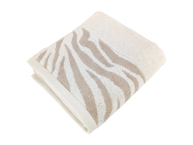 Serviette de toilette 50x100 cm ZEBRA SOFT coton uni bord zèbre beige