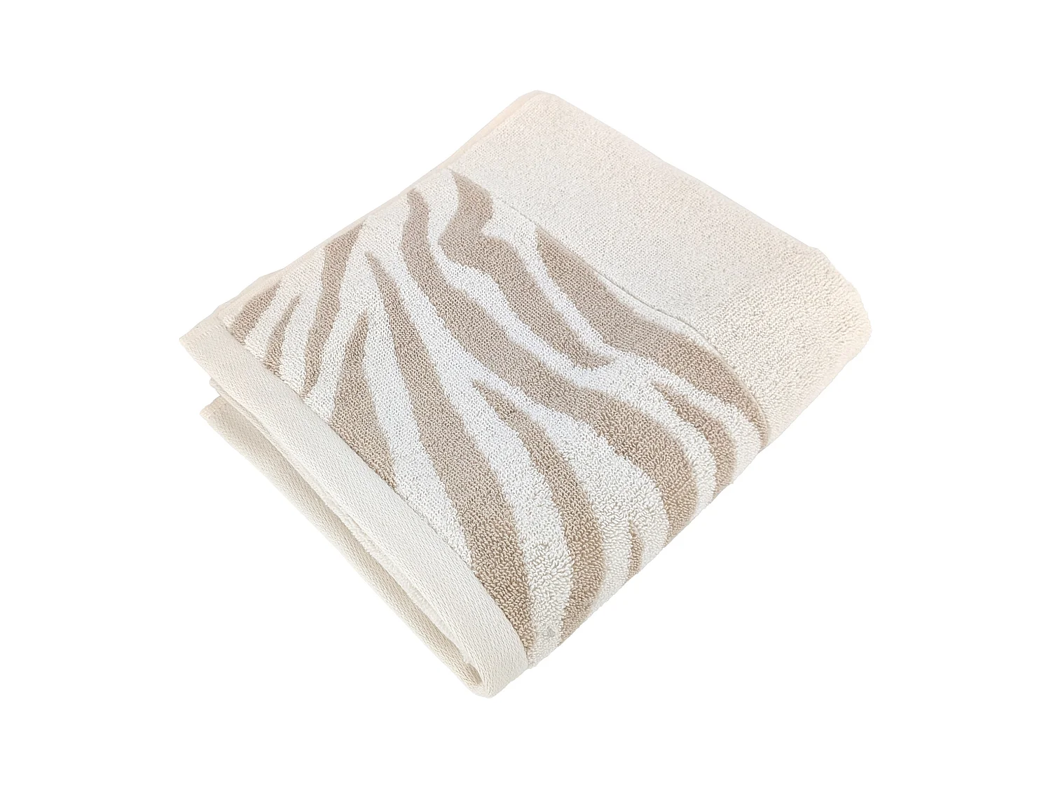Serviette de toilette 50x100 cm ZEBRA SOFT coton uni bord zèbre beige