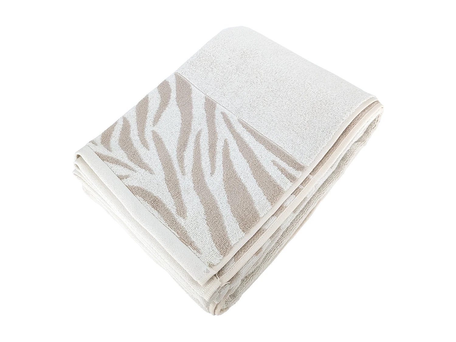 Drap de bain 100x150 cm ZEBRA SOFT coton uni bord zèbre beige