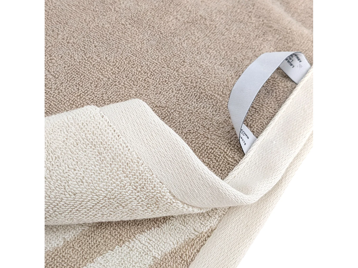 Drap de bain 100x150 cm ZEBRA SOFT coton uni bord zèbre beige