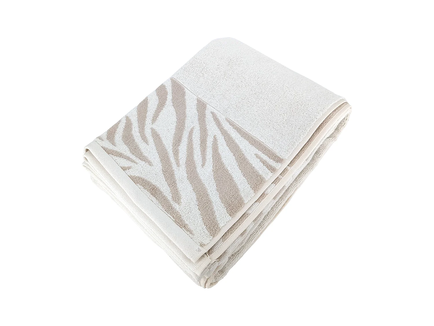 Drap de bain 100x150 cm ZEBRA SOFT coton uni bord zèbre beige