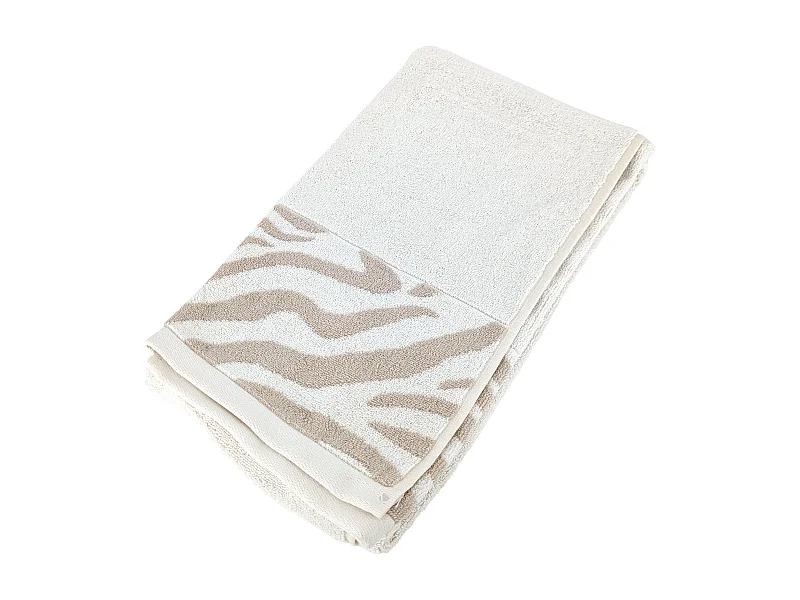Drap de douche 70x140 cm ZEBRA SOFT coton uni bord zèbre beige
