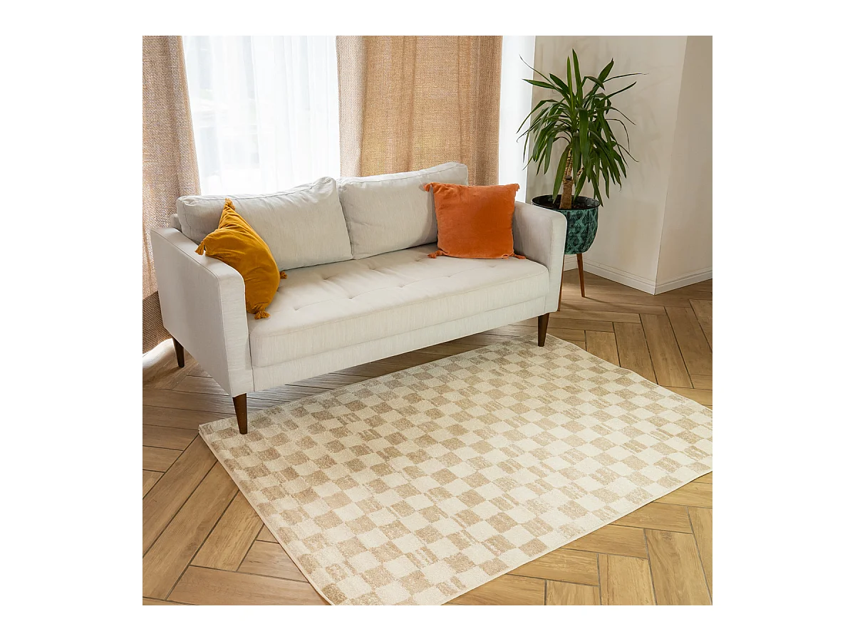 Tapis décoration d'intérieur damier 133x190cm