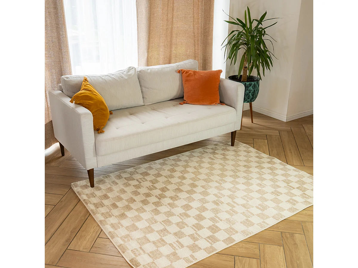 Tapis décoration d'intérieur damier 133x190cm