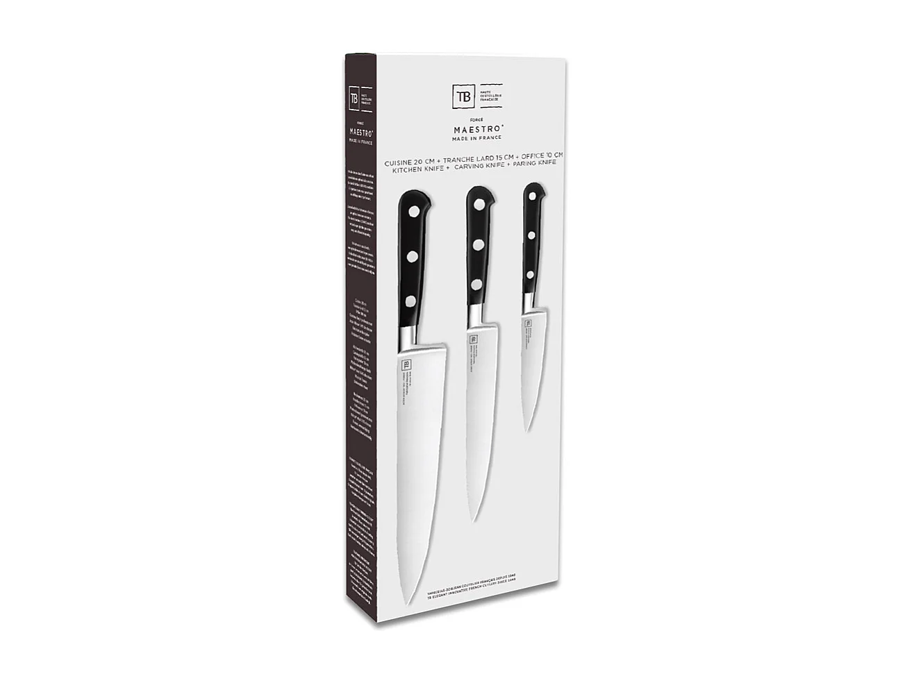 Coffret de 3 couteaux Maestro office tranche lard cuisine