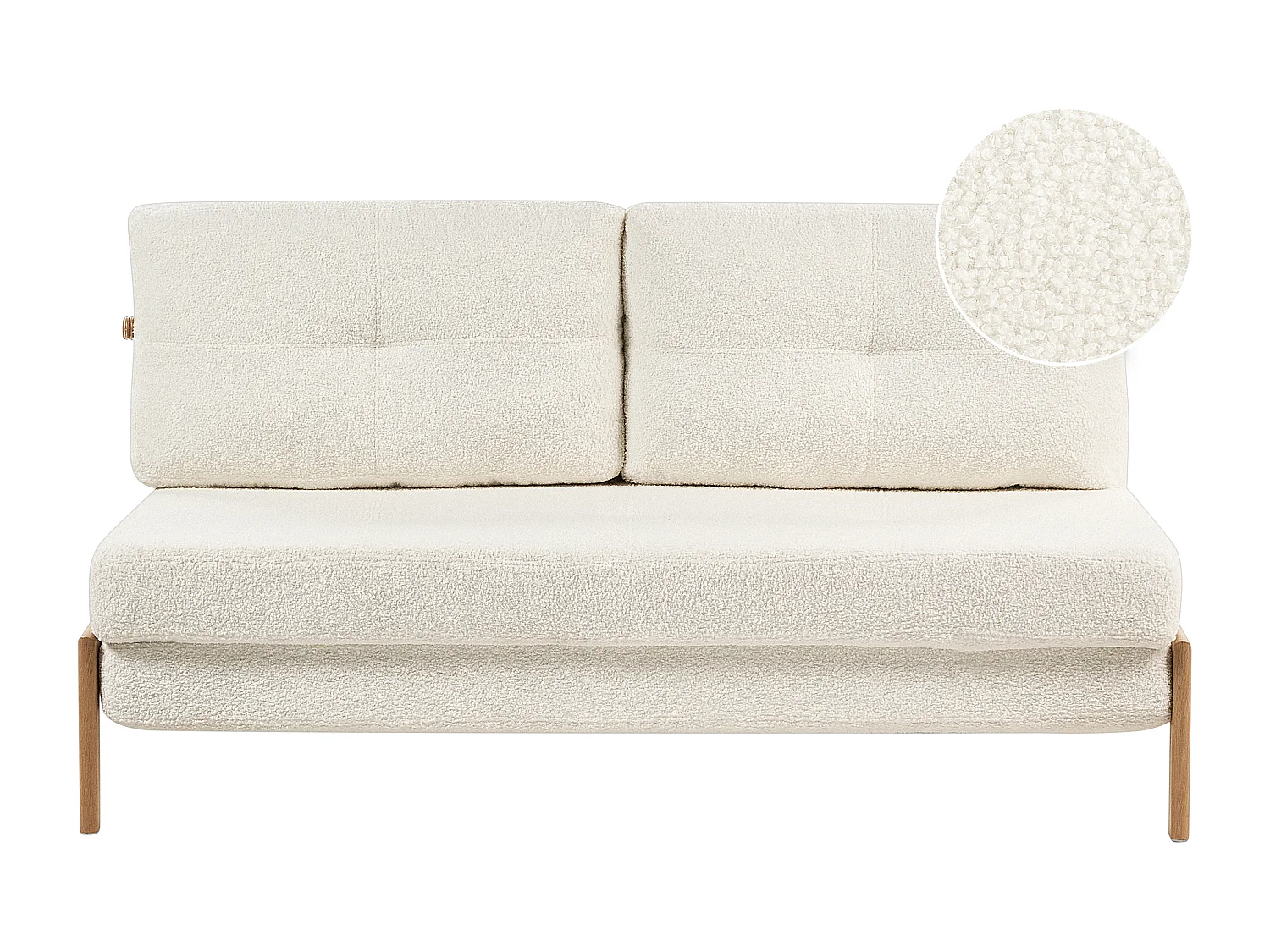 Schlafsofa EDLAND Bouclé Cremeweiss 2-Sitzer