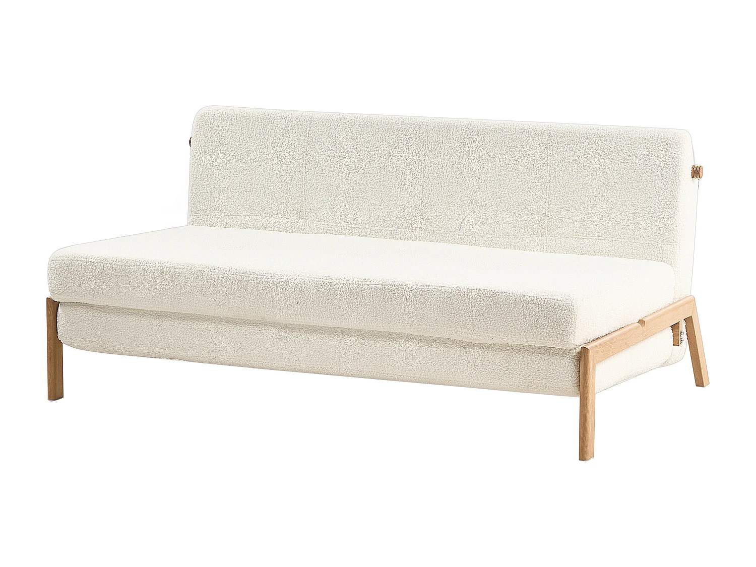 Schlafsofa EDLAND Bouclé Cremeweiss 2-Sitzer
