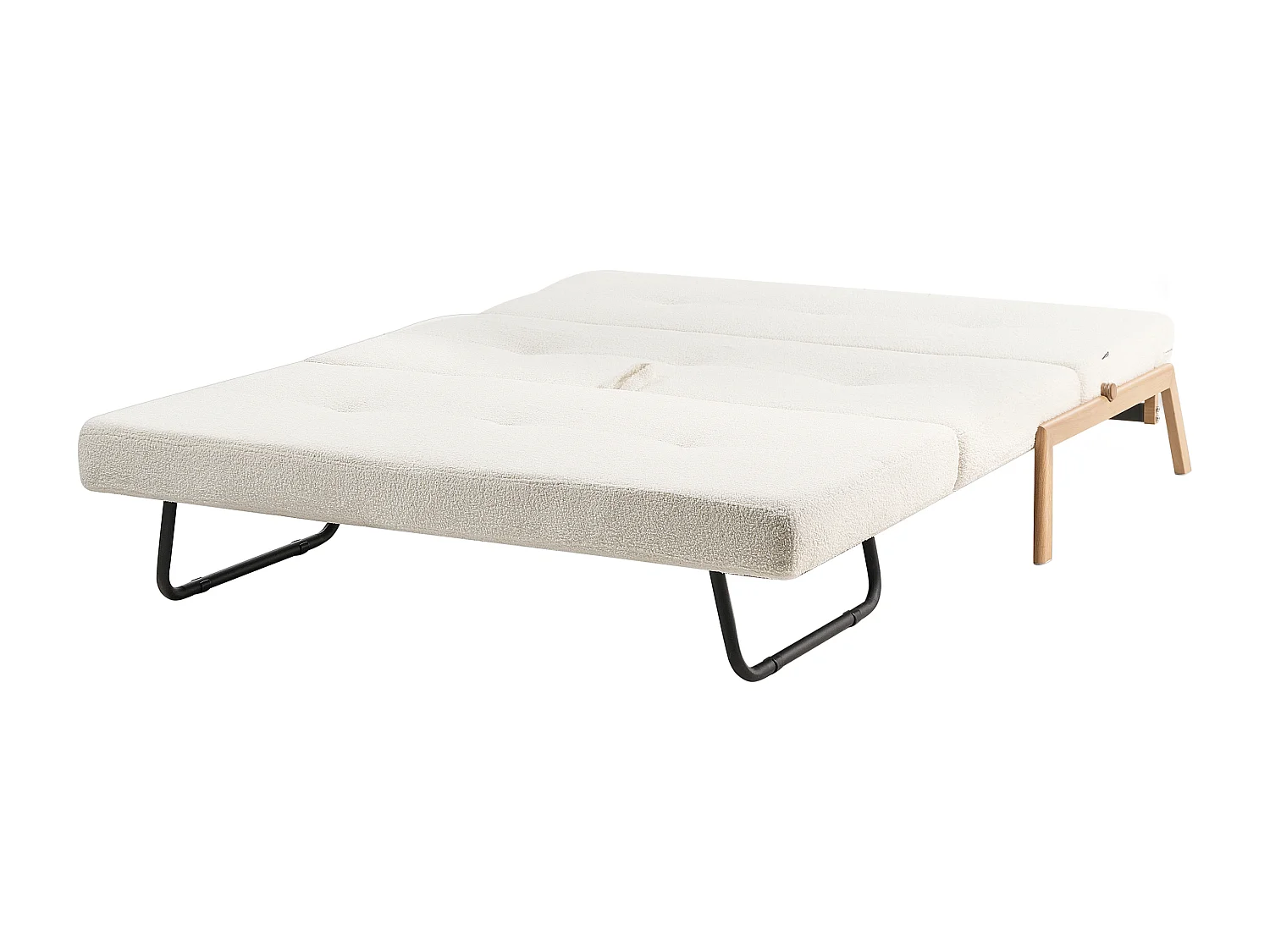 Schlafsofa EDLAND Bouclé Cremeweiss 2-Sitzer