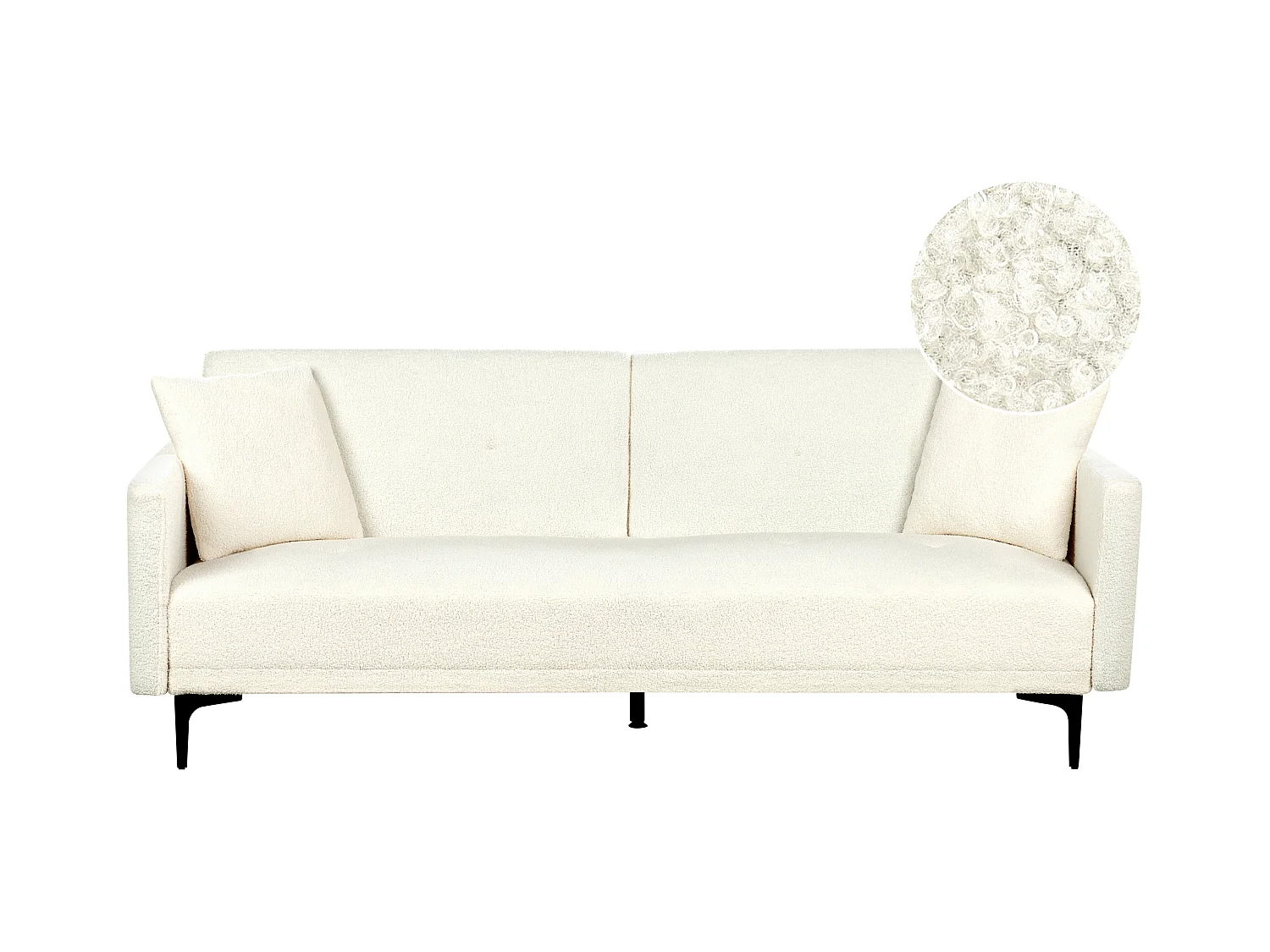 Sofá cama LUCAN Bouclé Blanco crema 3 plazas