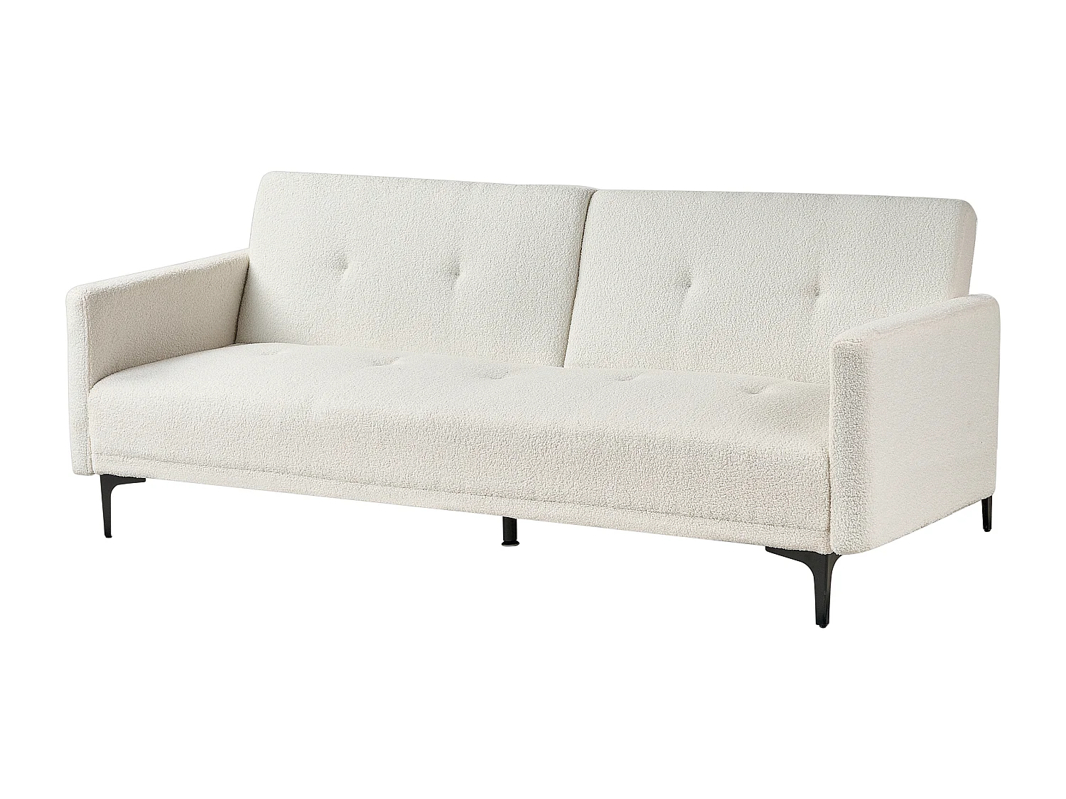 Sofá cama LUCAN Bouclé Blanco crema 3 plazas