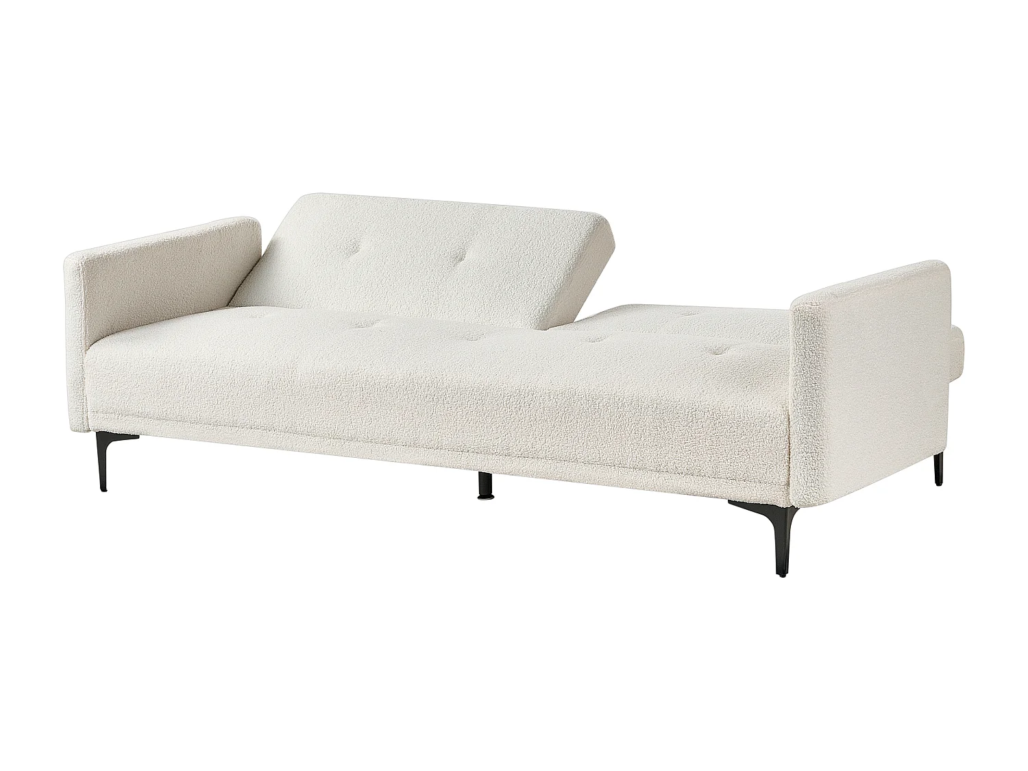 Sofá cama LUCAN Bouclé Blanco crema 3 plazas