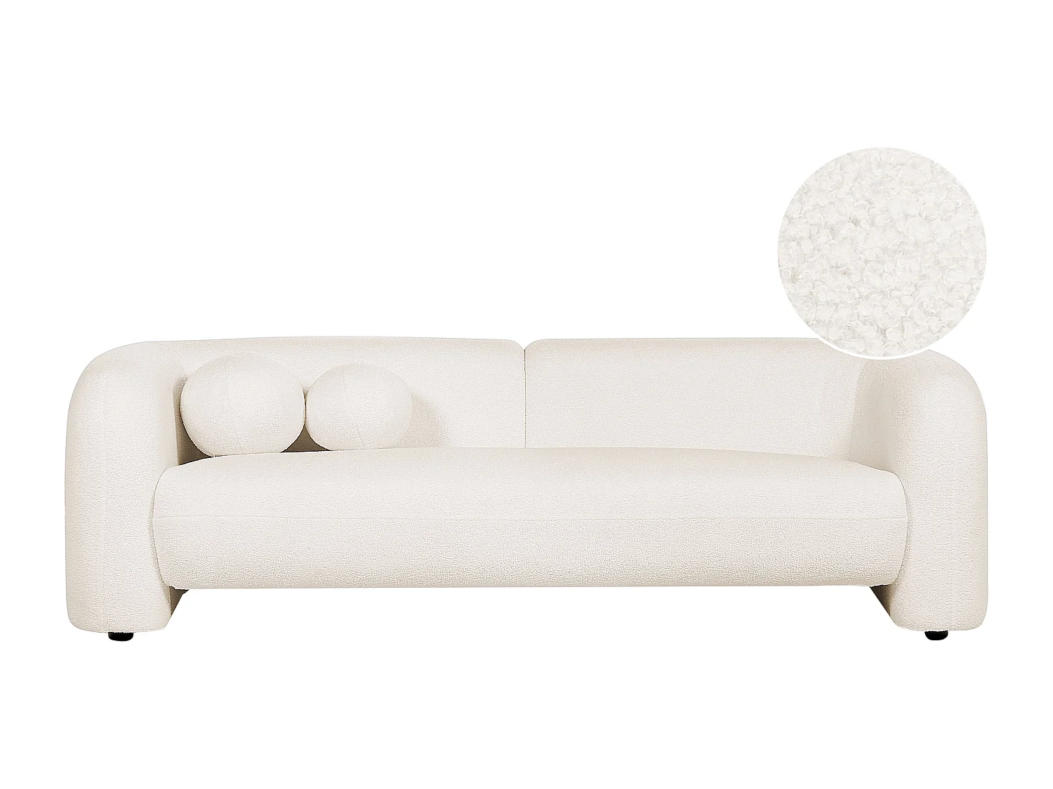 Sofá LEIREN Bouclé Branco 3 lugares