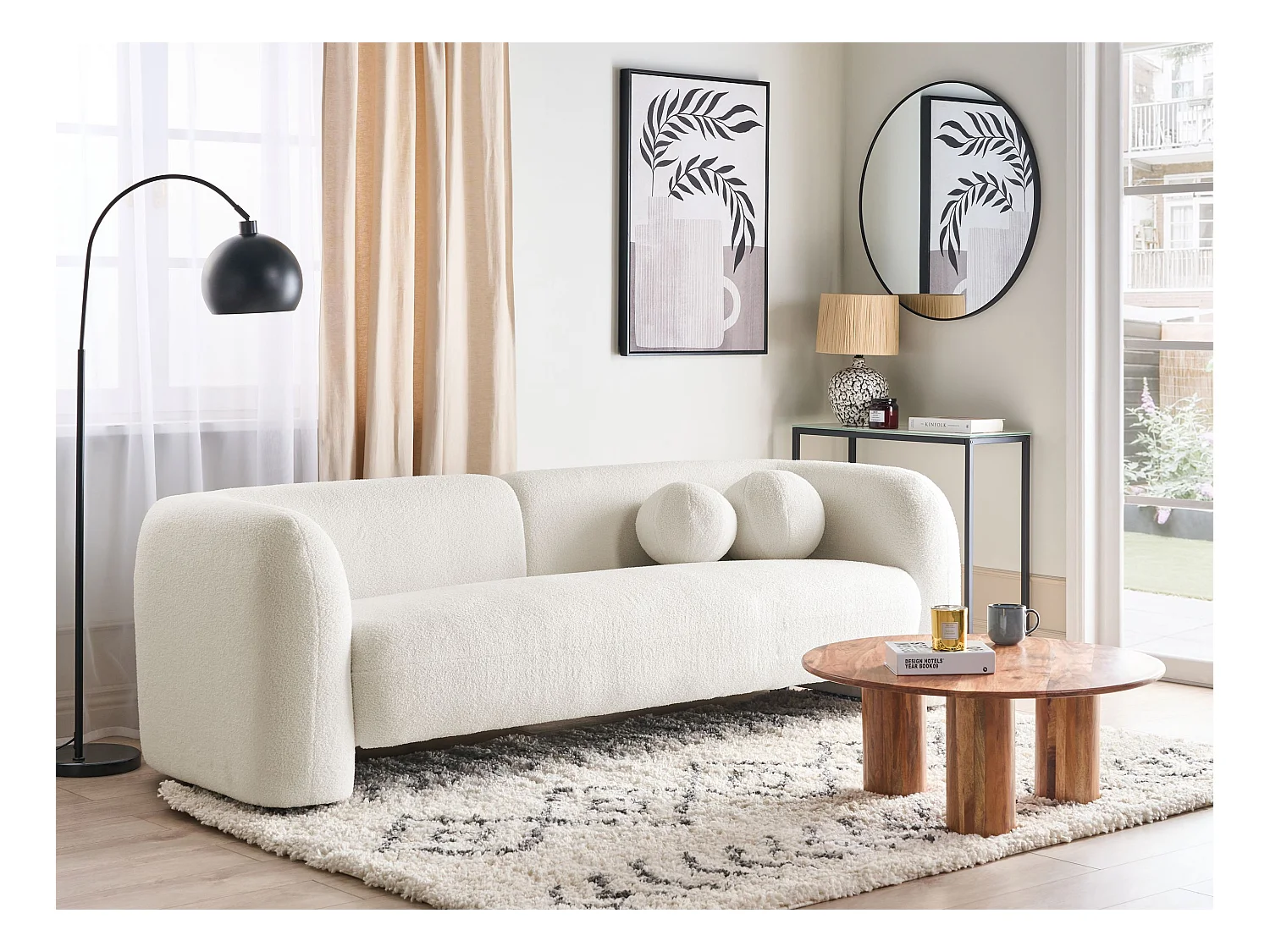 Sofa LEIREN Bouclé Weiss 3-Sitzer