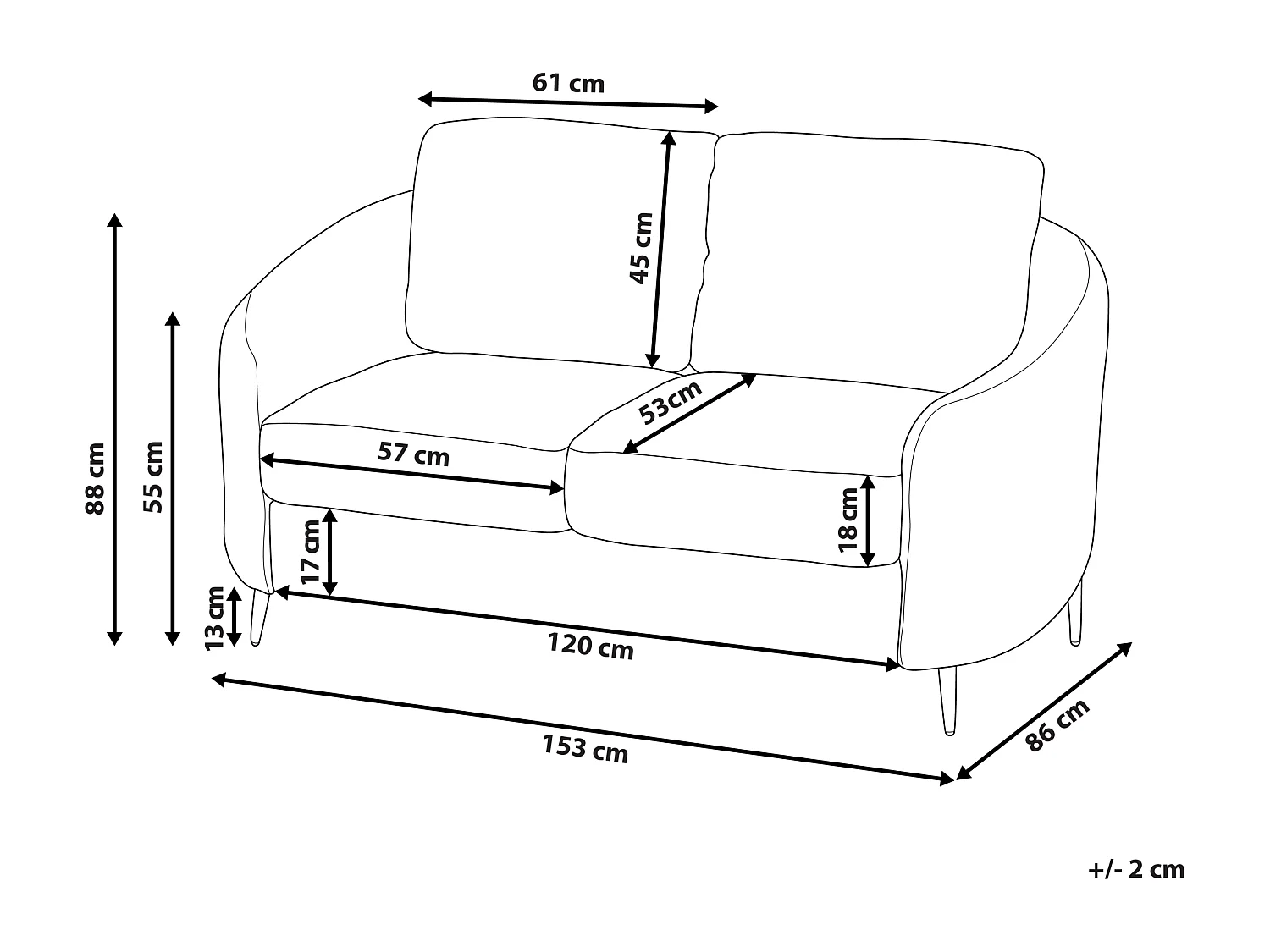 2-Sitzer Sofa Bouclé weiß mit Armlehnen goldenen Füßen glamourös modern Trosa