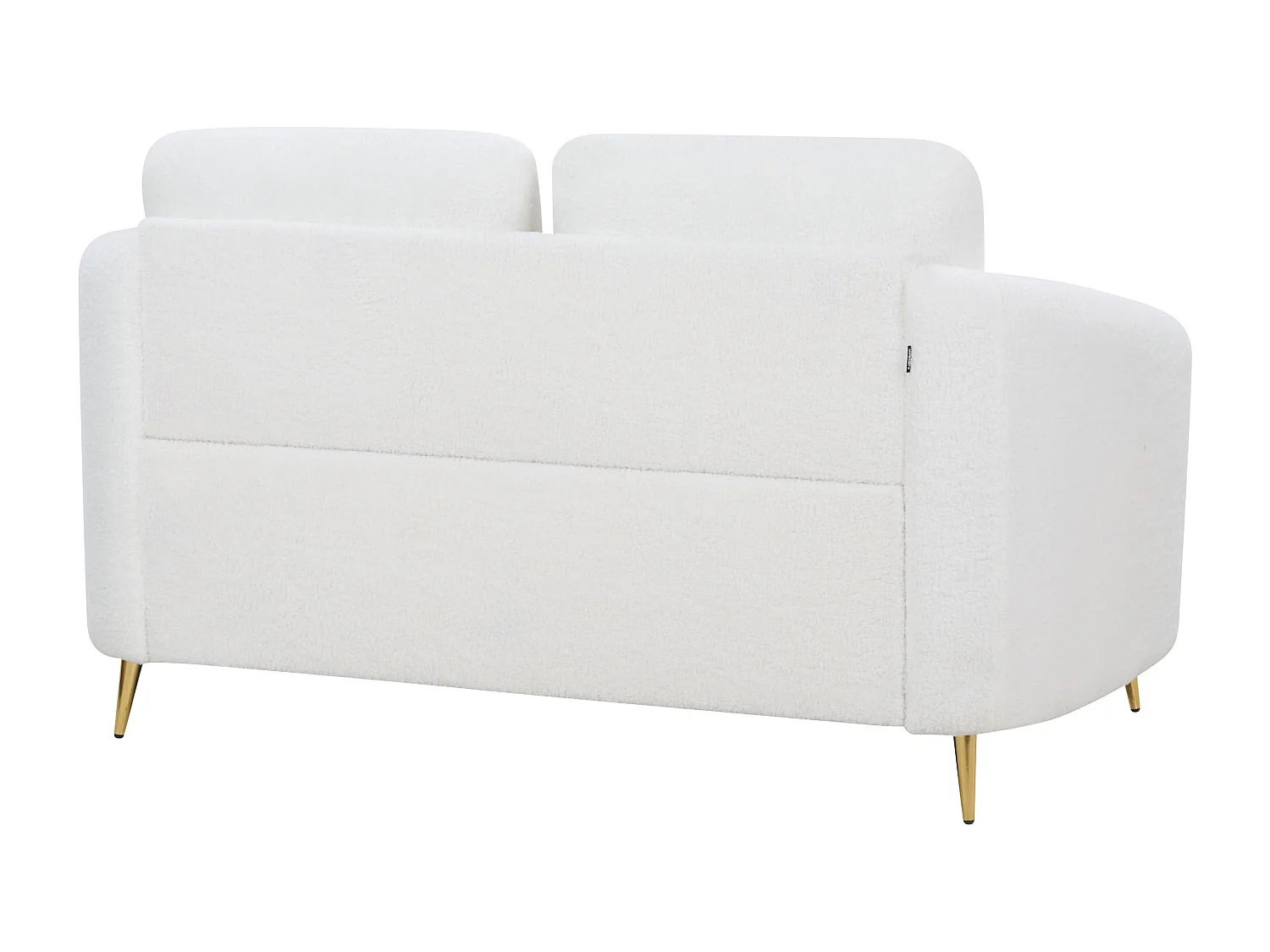 2-Sitzer Sofa Bouclé weiß mit Armlehnen goldenen Füßen glamourös modern Trosa
