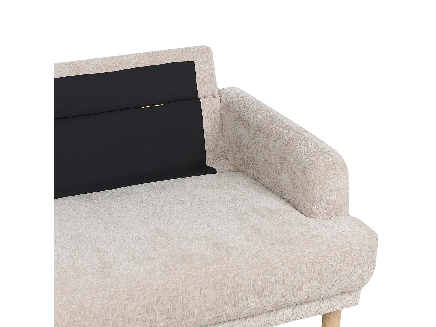 2-Sitzer Sofa Bouclé beige mit hohen Holzbeinen Armlehnen Knöpfe Retro Stil Tuve