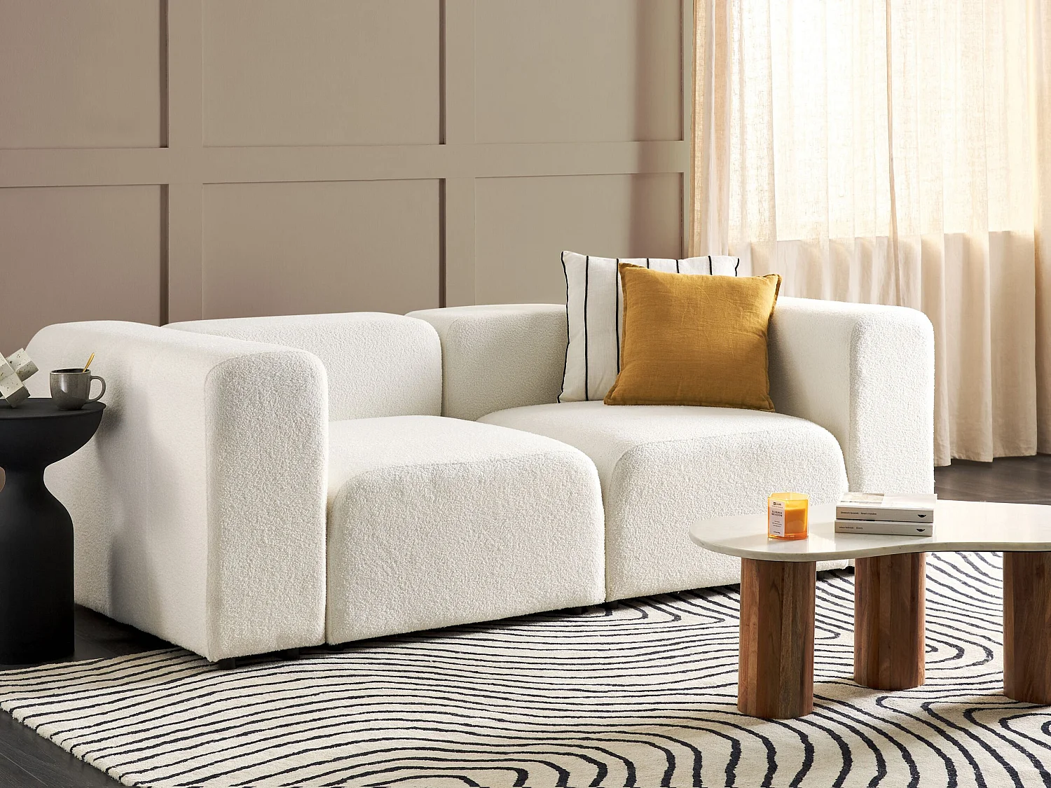 Sofa modułowa FALSTERBO Boucle Biały dla 2 osób