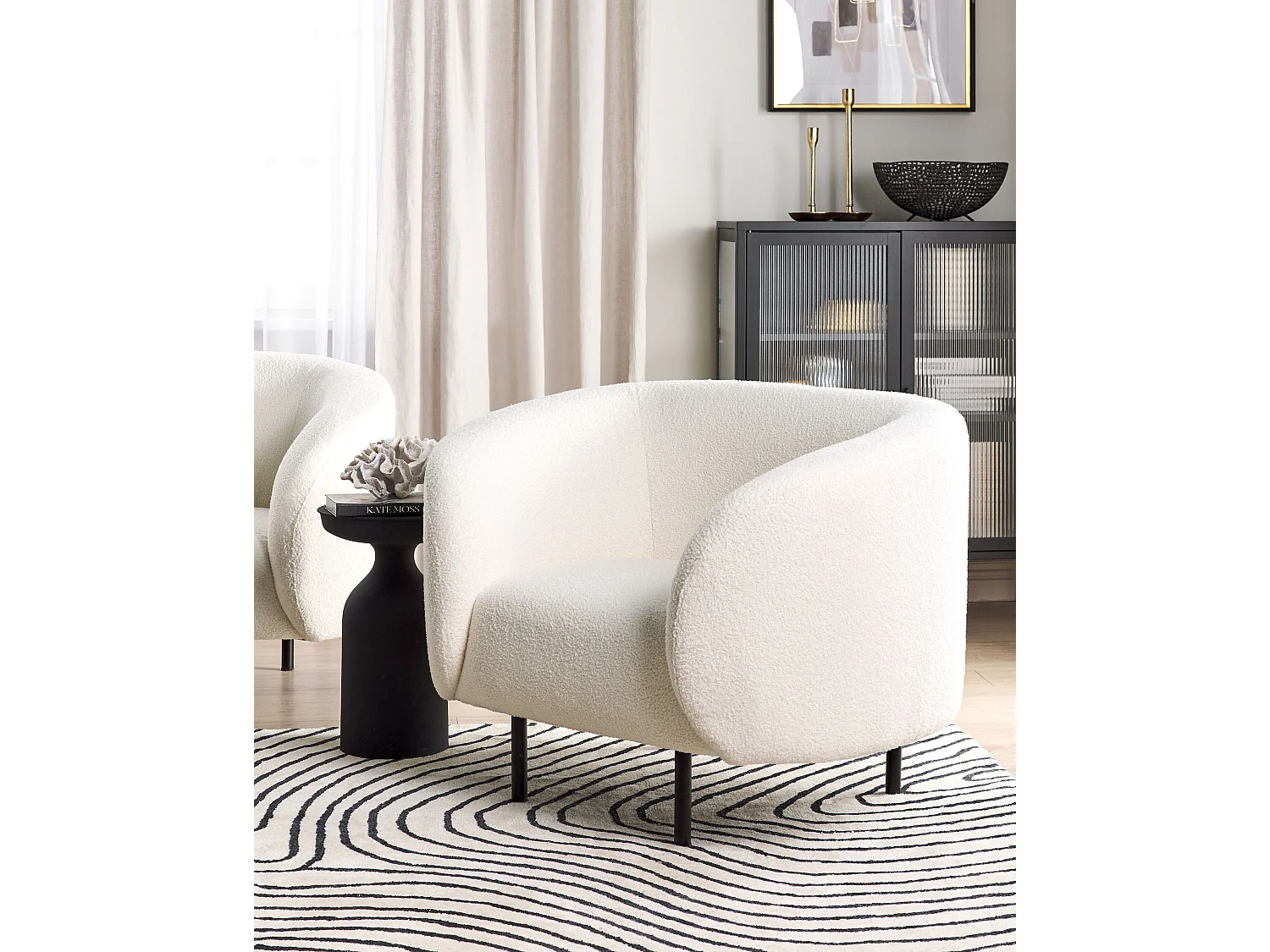 Fauteuil LOEN Bouclé Blanc