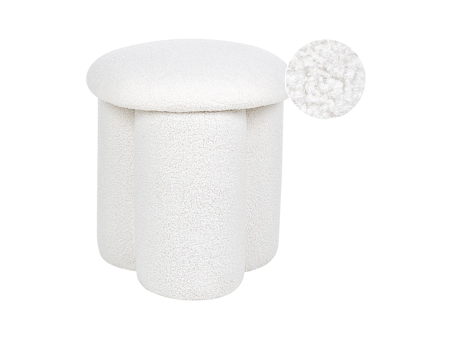 Puf CARRINGTON Bouclé Blanco crema 40 cm 40 cm 45 cm
