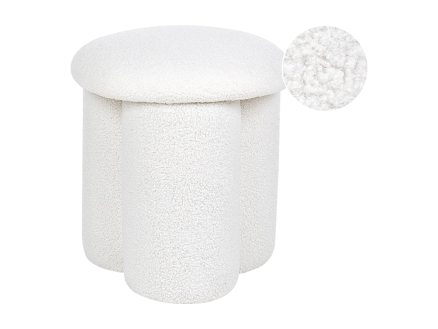 Pouf CARRINGTON Bouclé Cremeweiss 40 cm 40 cm 45 cm