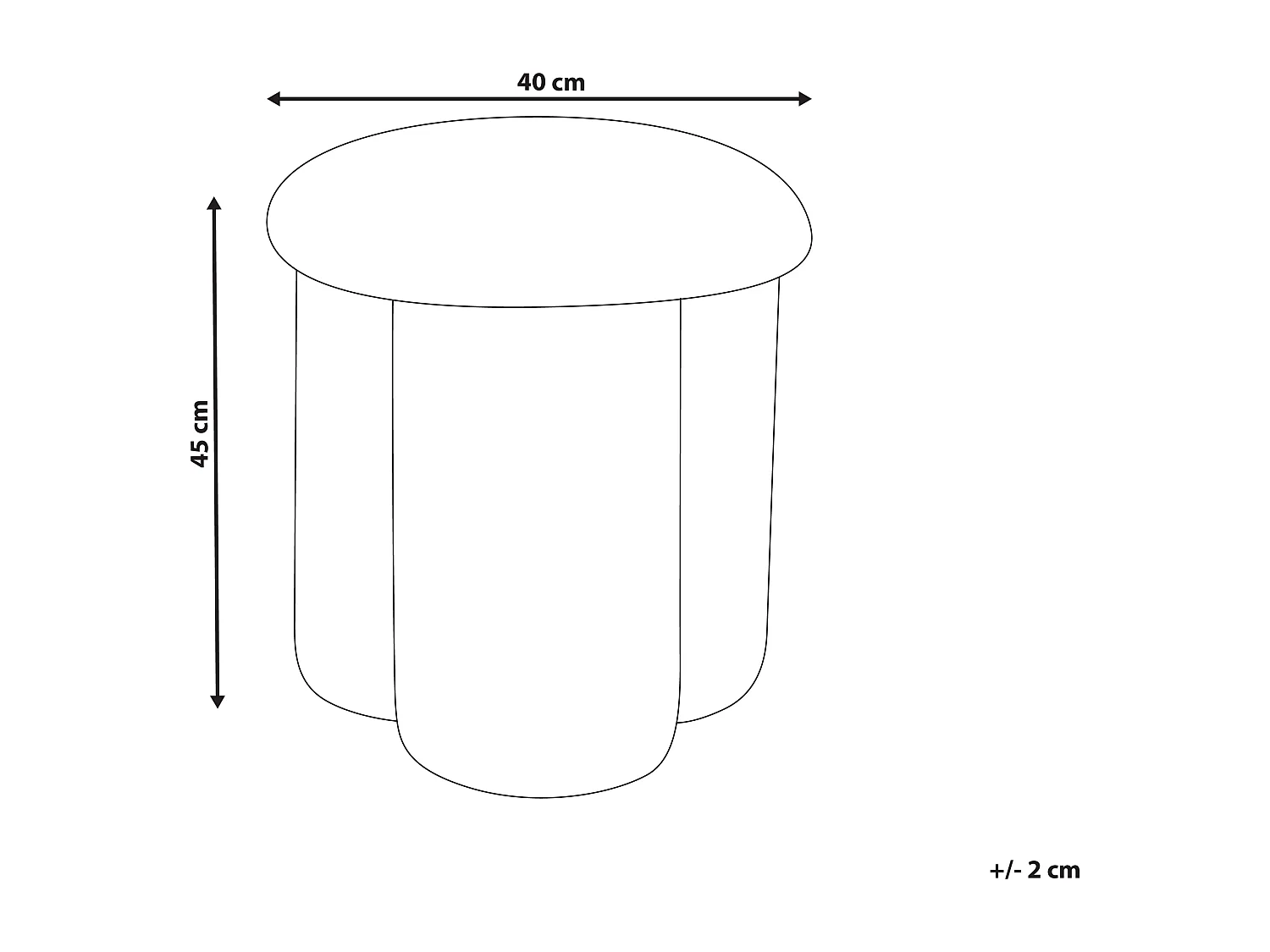 Pouf CARRINGTON Bouclé Cremeweiss 40 cm 40 cm 45 cm