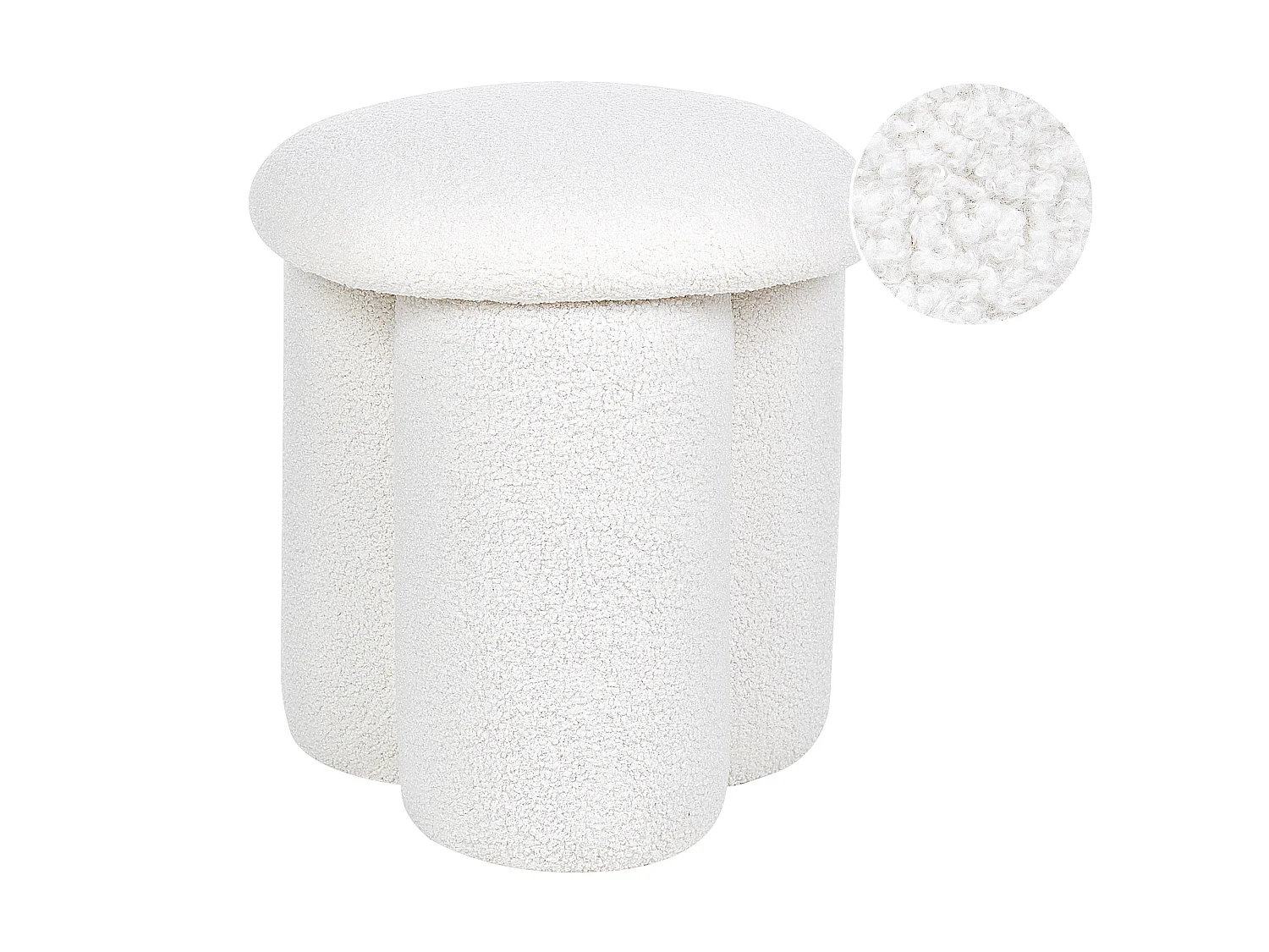 Pouf CARRINGTON Bouclé Blanc cassé 40 cm 40 cm 45 cm