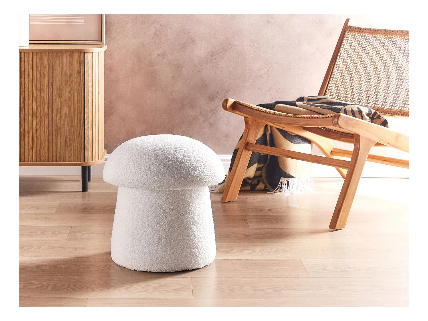 Pouf TIOGA Bouclé Blanc cassé