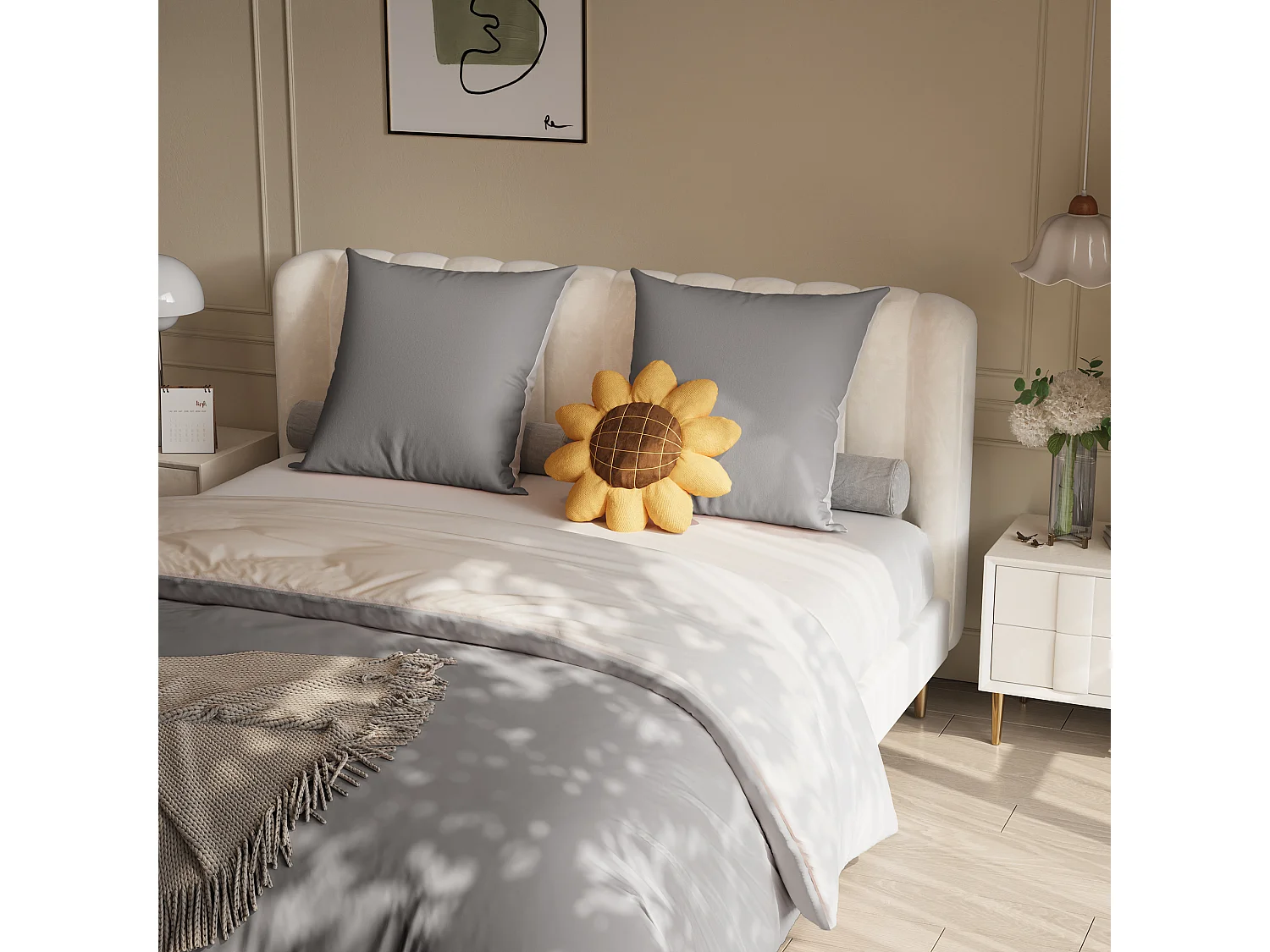 Parure de lit réversible en microfibre, drap-housse 140x200x30 cm, housse de couette avec corde d'angle, 2 taies d'oreiller, gris