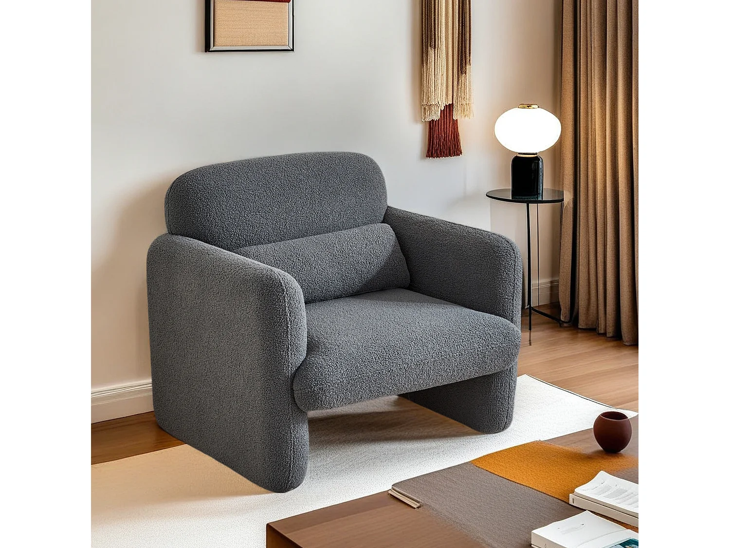 Canapé simple, Fauteuil de salon, fauteuil, chaise de loisirs, chaise de salon, chaise de chambre, convient pour le salon et la chambre à coucher, Gris