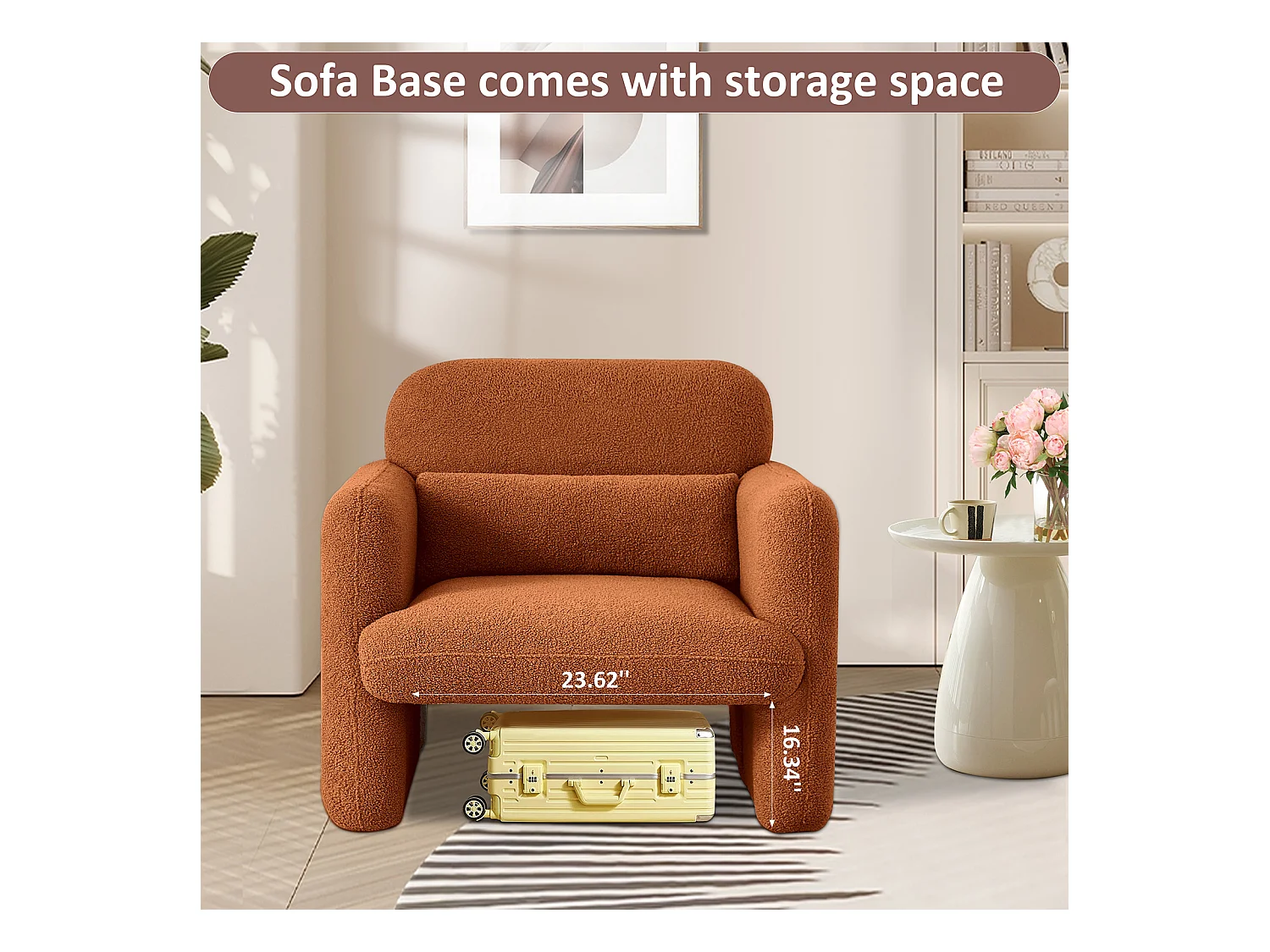 Canapé simple, Fauteuil de salon, fauteuil, chaise de loisirs, chaise de salon, chaise de chambre, convient pour le salon et la chambre à coucher, Orange