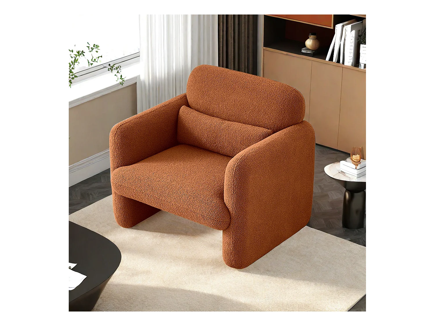 Canapé simple, Fauteuil de salon, fauteuil, chaise de loisirs, chaise de salon, chaise de chambre, convient pour le salon et la chambre à coucher, Orange
