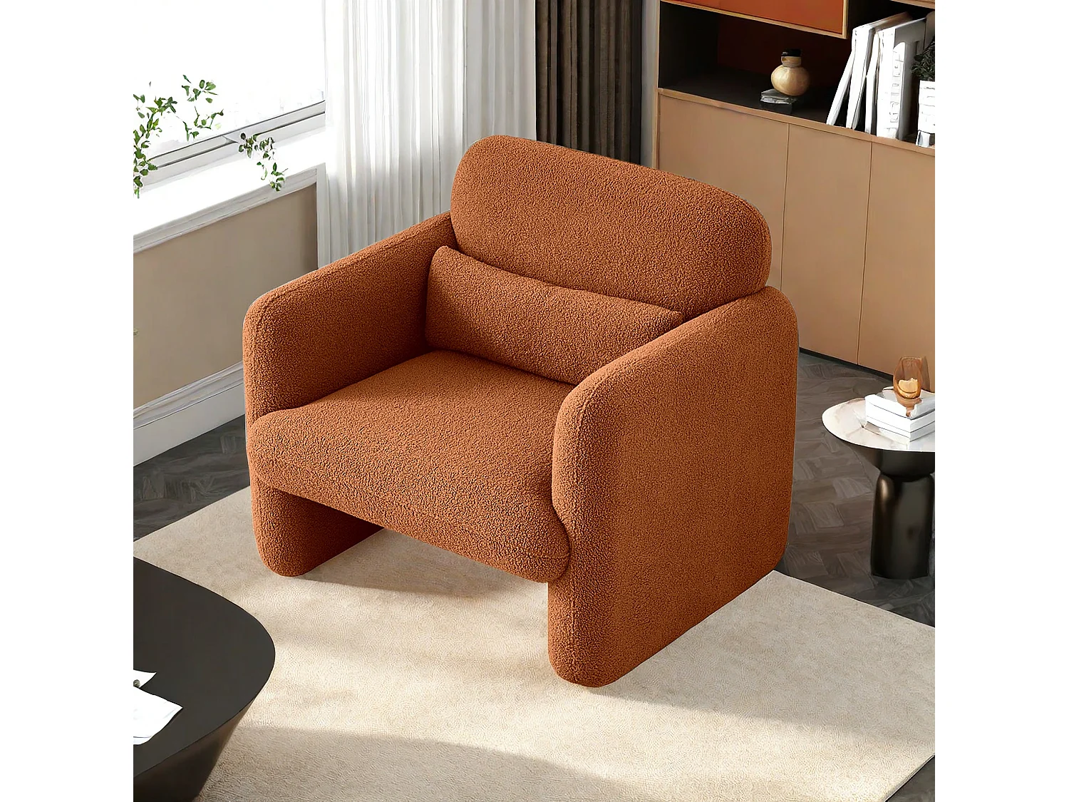 Canapé simple, Fauteuil de salon, fauteuil, chaise de loisirs, chaise de salon, chaise de chambre, convient pour le salon et la chambre à coucher, Orange