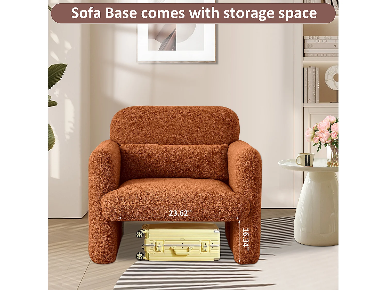 Canapé simple, Fauteuil de salon, fauteuil, chaise de loisirs, chaise de salon, chaise de chambre, convient pour le salon et la chambre à coucher, Orange