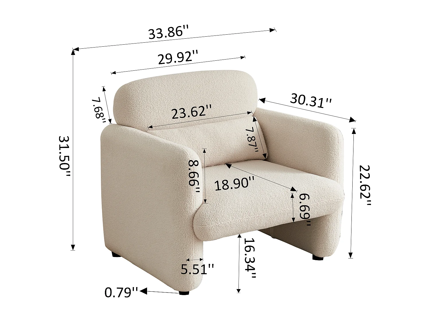Canapé simple, Fauteuil de salon, fauteuil, chaise de loisirs, chaise de salon, chaise de chambre, convient pour le salon et la chambre à coucher, Beige