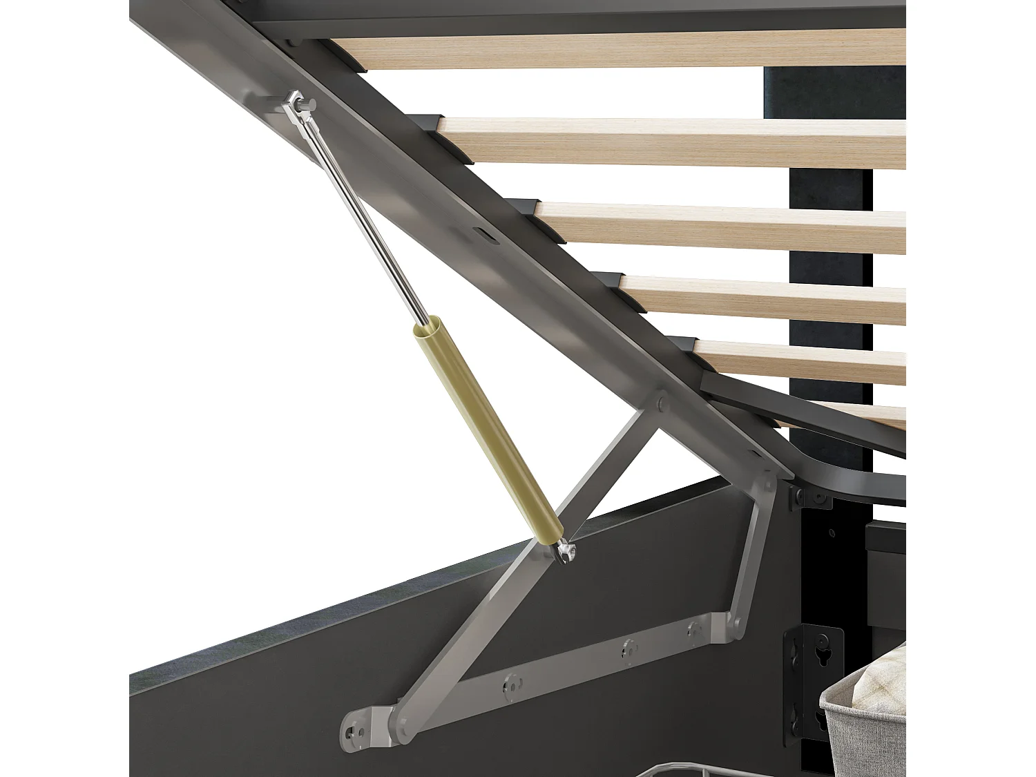 Lit rembourré, lit double, 140 x 200 cm, cadre de lit, lits de rangement, PU, noir, sans matelas