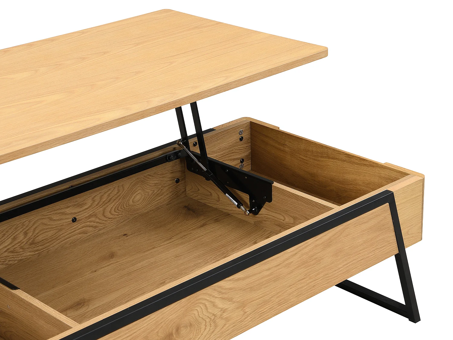 Table basse avec plateau relevable placage chêne - Naturel - EBENORA