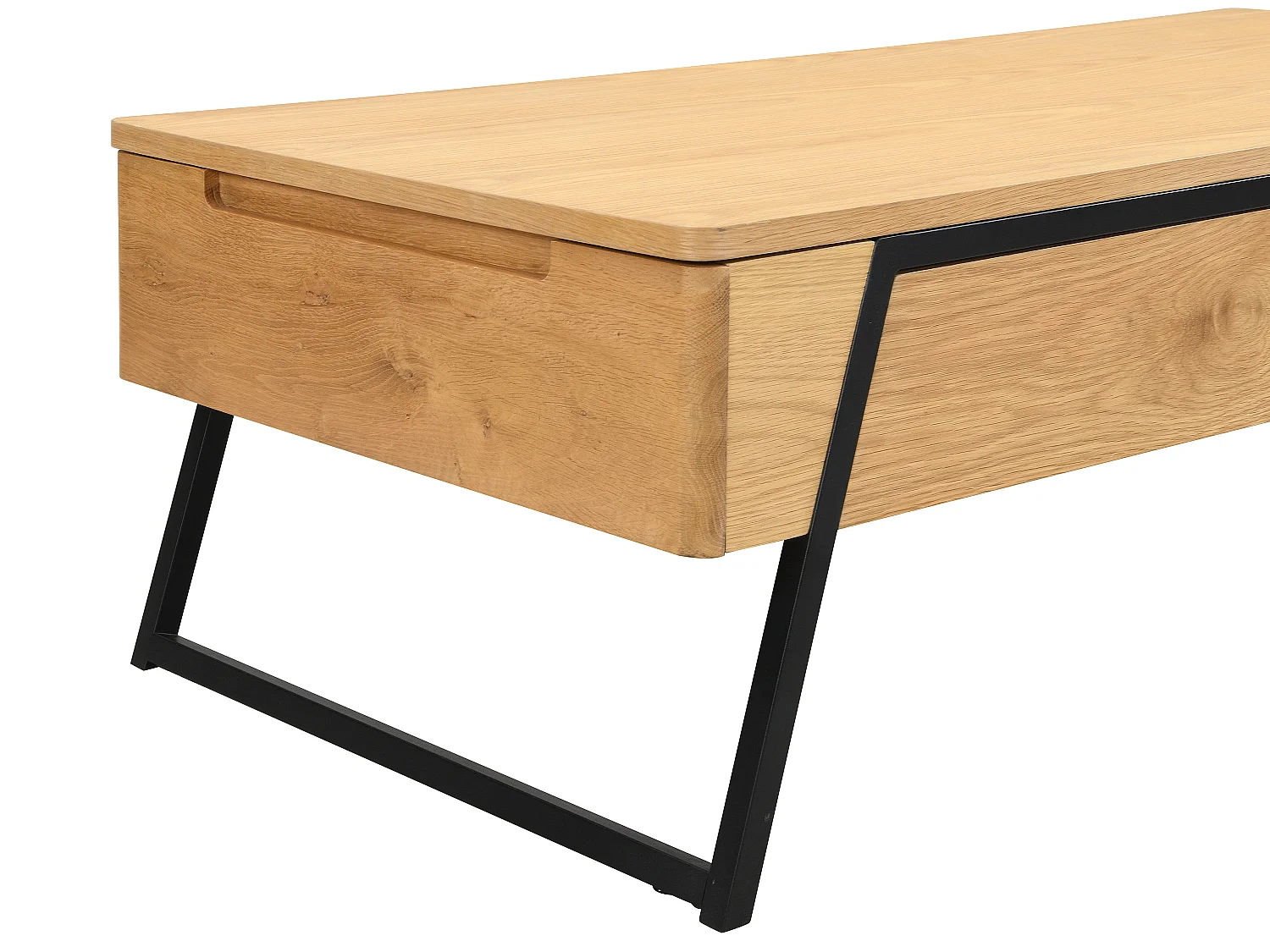 Table basse avec plateau relevable placage chêne - Naturel - EBENORA