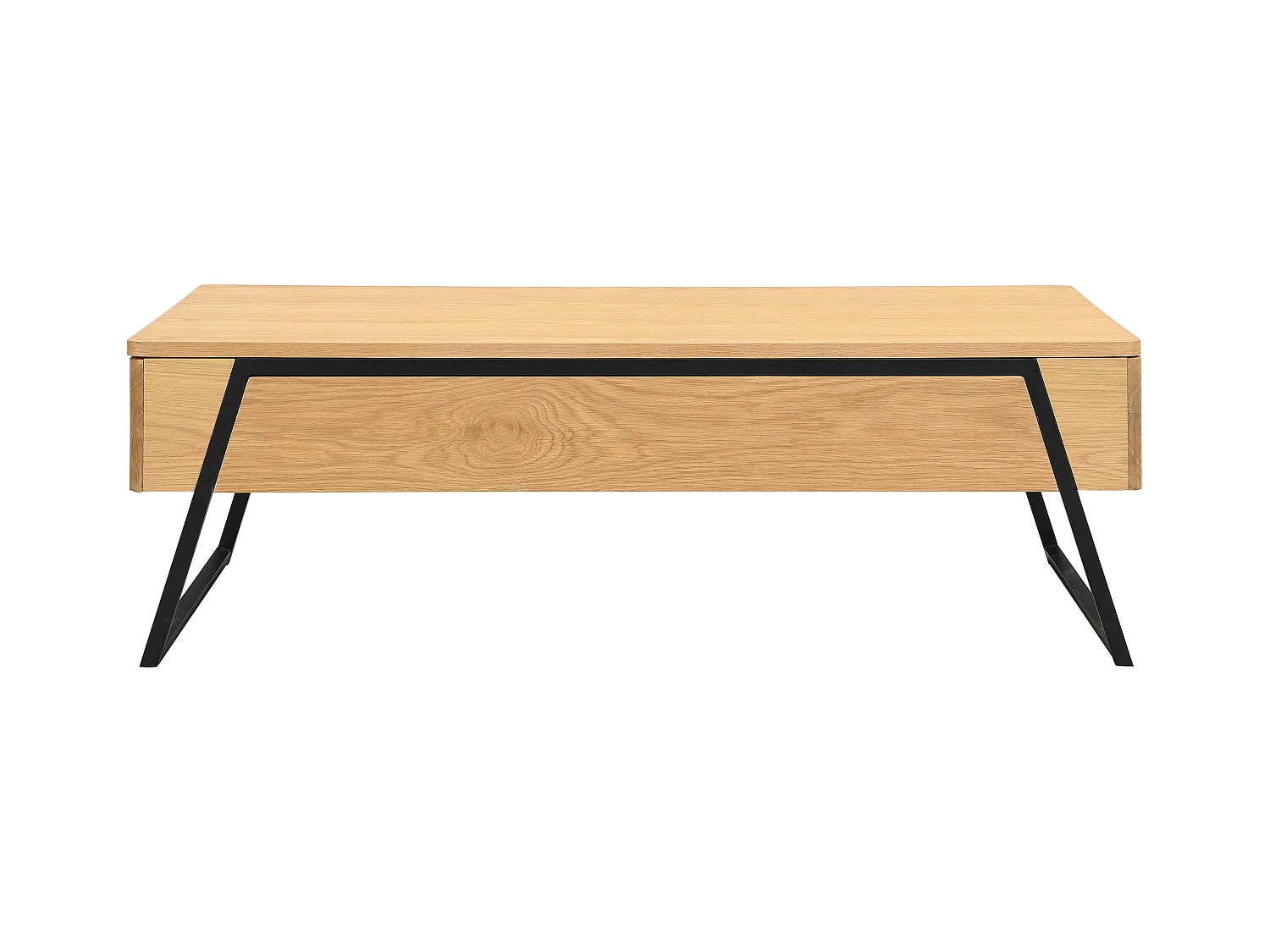 Mesa de centro con tablero elevable chapado en roble - Natural - EBENORA