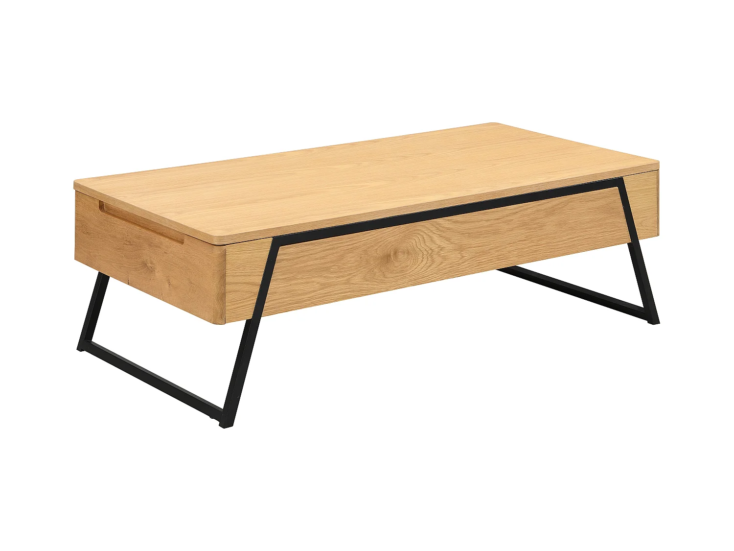 Mesa de centro con tablero elevable chapado en roble - Natural - EBENORA