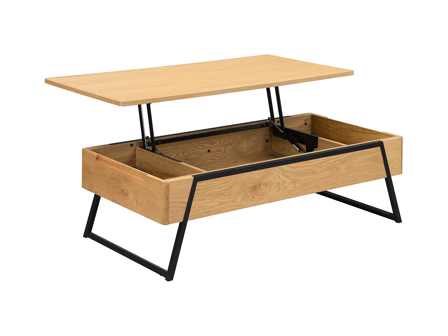 Mesa de centro con tablero elevable chapado en roble - Natural - EBENORA