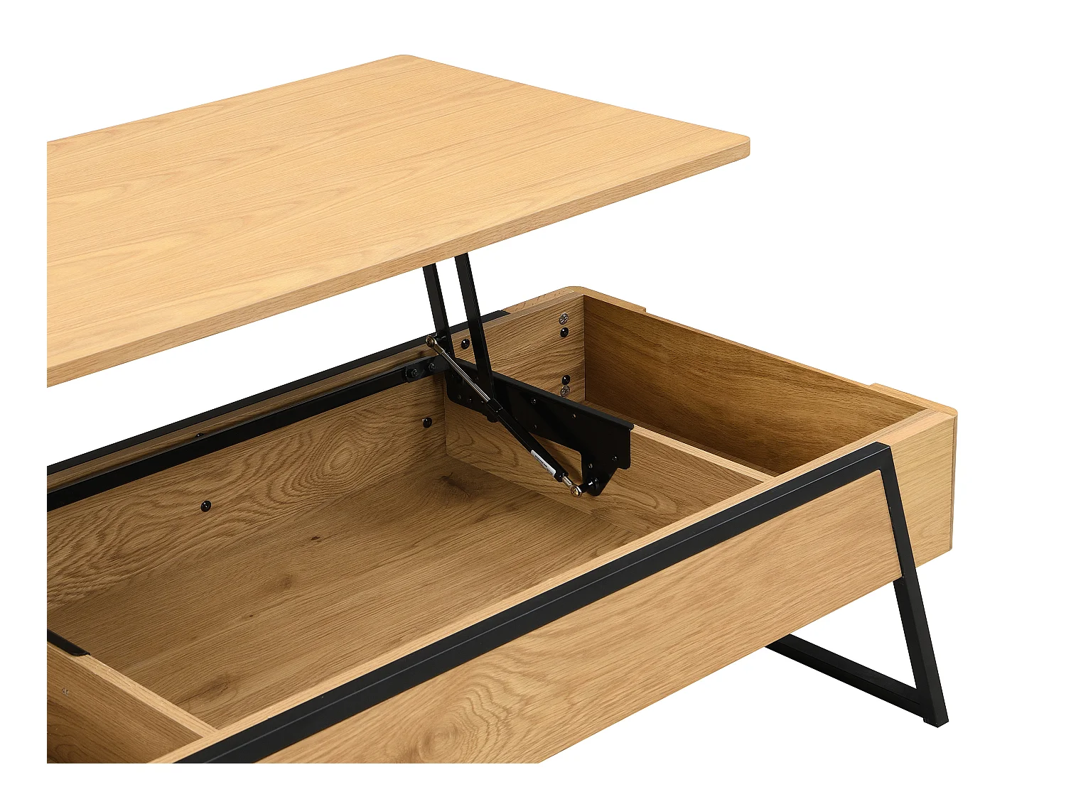 Mesa de centro con tablero elevable chapado en roble - Natural - EBENORA