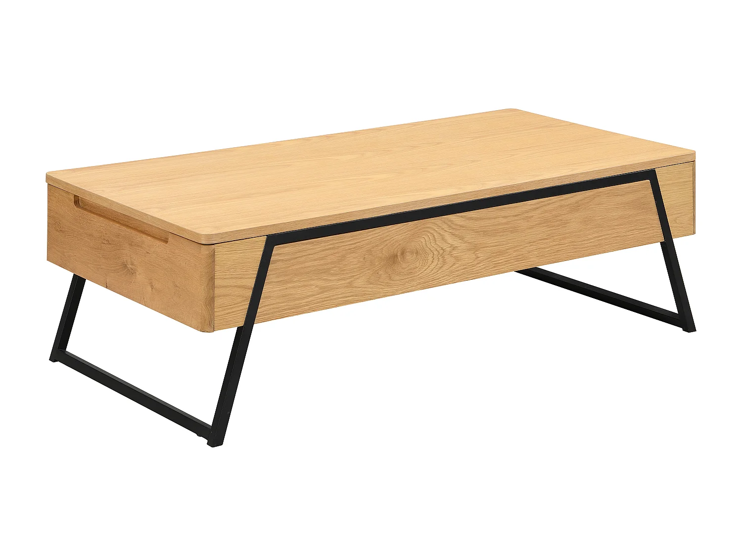 Table basse avec plateau relevable placage chêne - Naturel - EBENORA