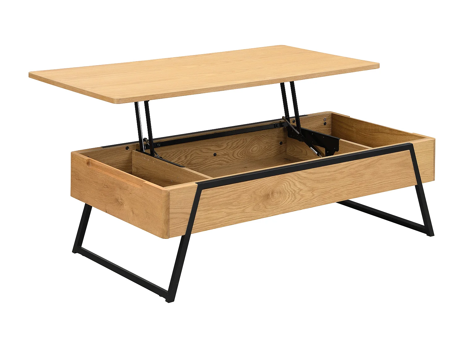 Table basse avec plateau relevable placage chêne - Naturel - EBENORA