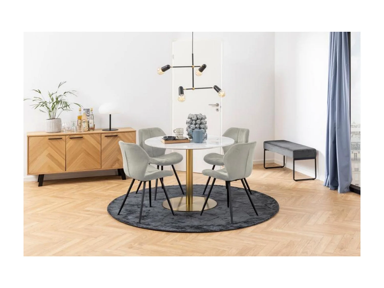 Chaises de salle à manger en tissu (lot de 2) - PETRA