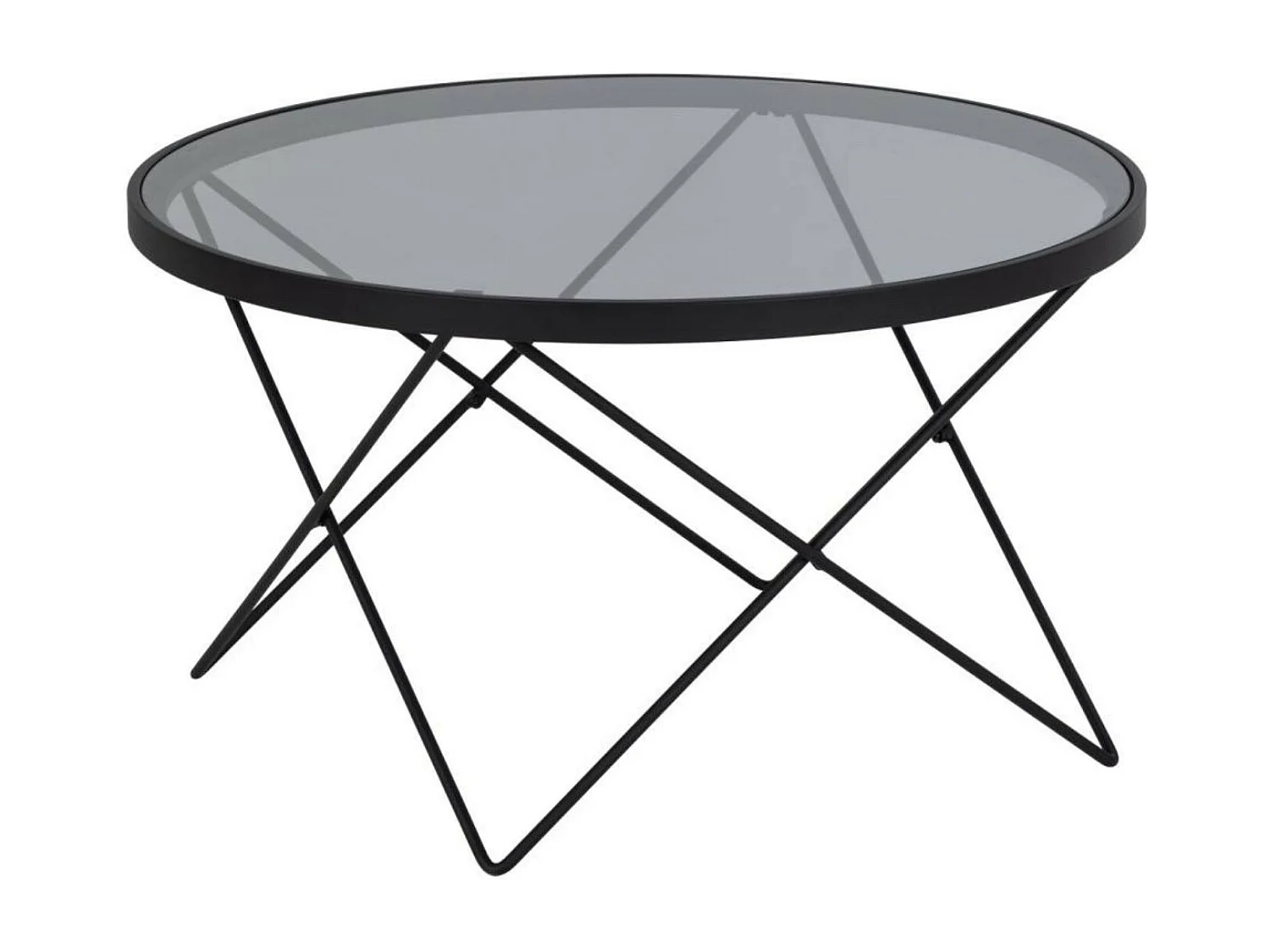 Table basse ronde en verre et métal noir D80 - BENNY