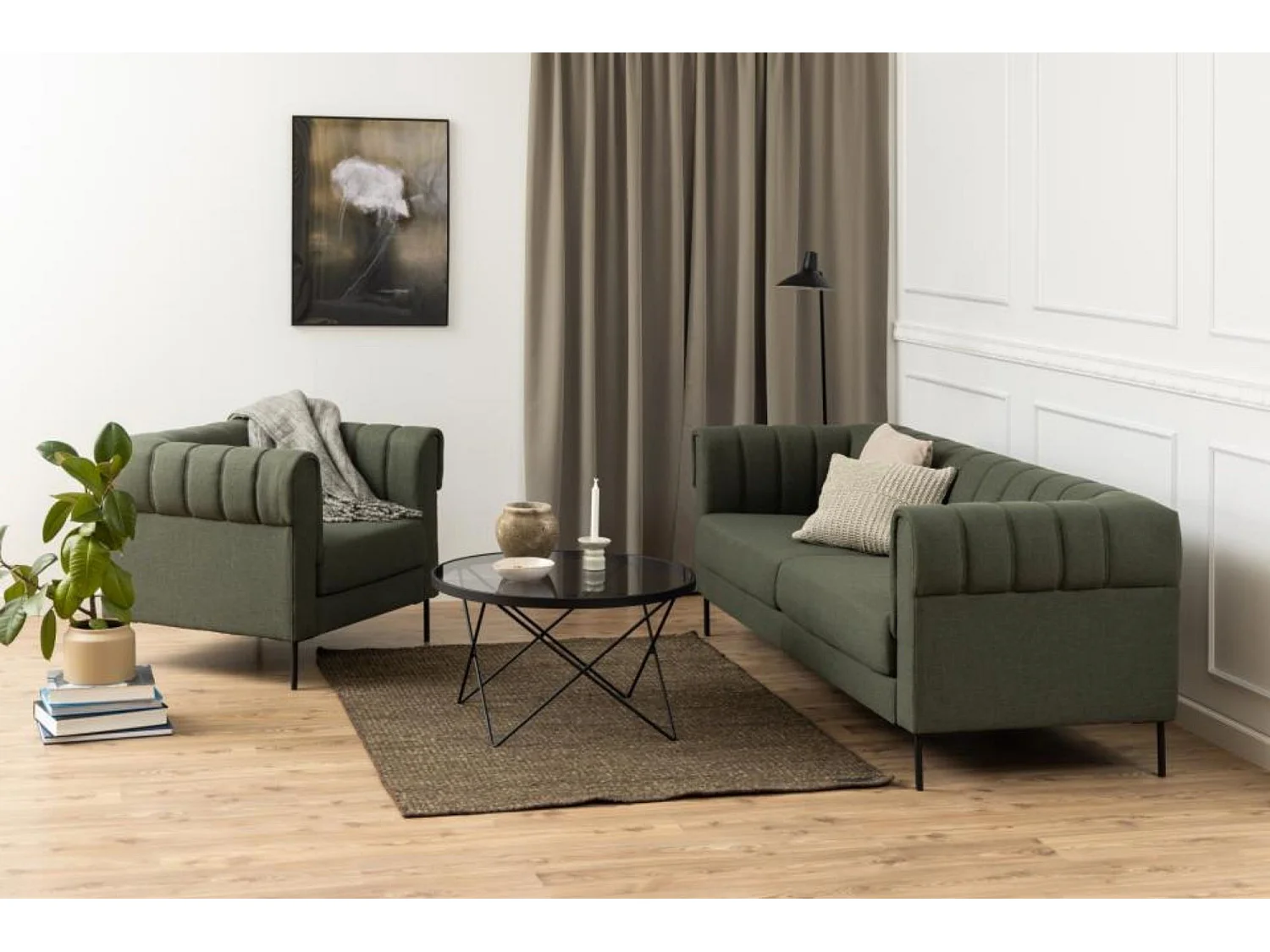 Table basse ronde en verre et métal noir D80 - BENNY