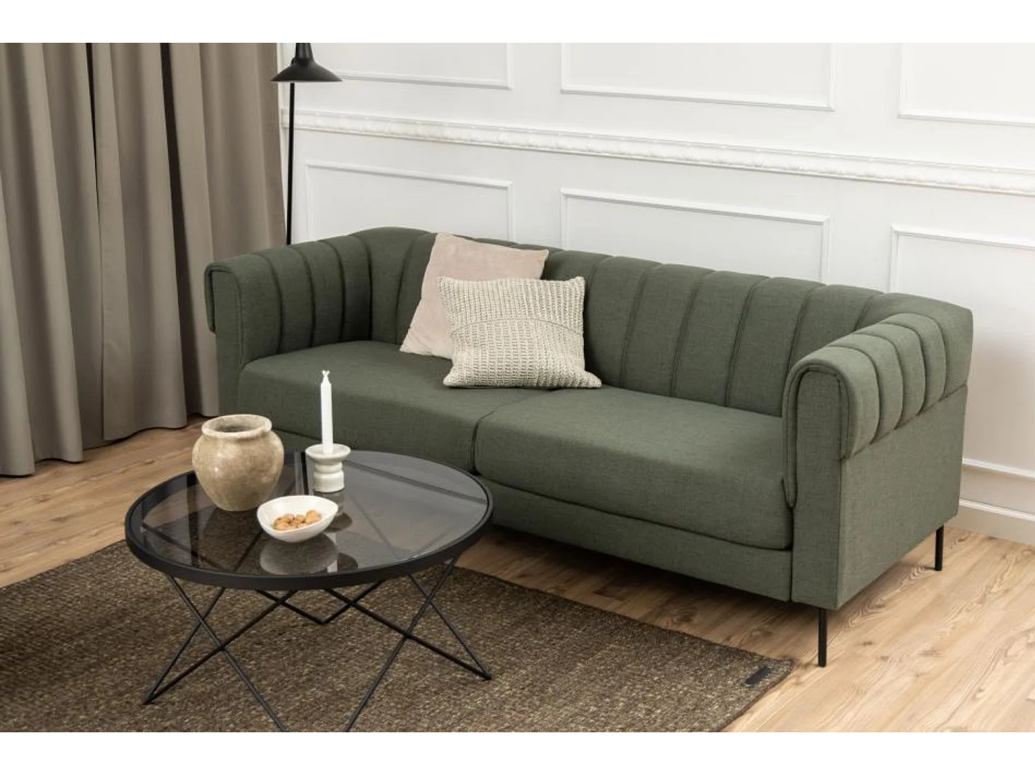 Table basse ronde en verre et métal noir D80 - BENNY