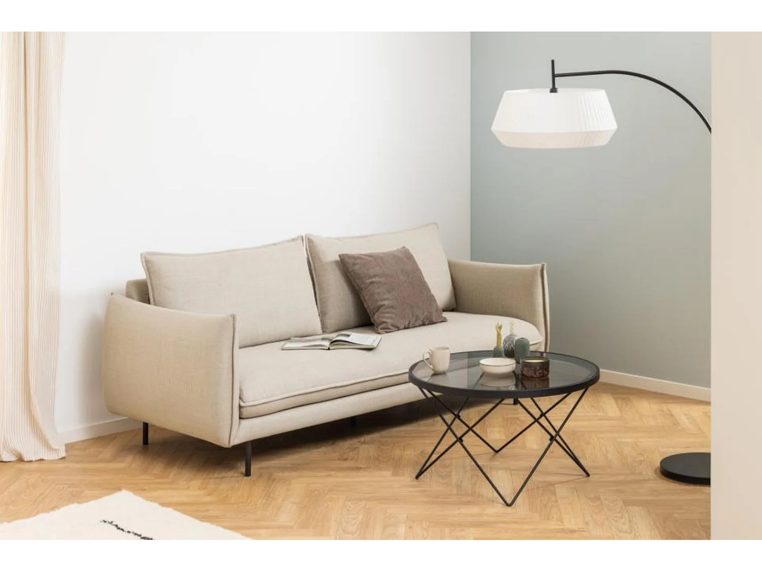 Table basse ronde en verre et métal noir D80 - BENNY