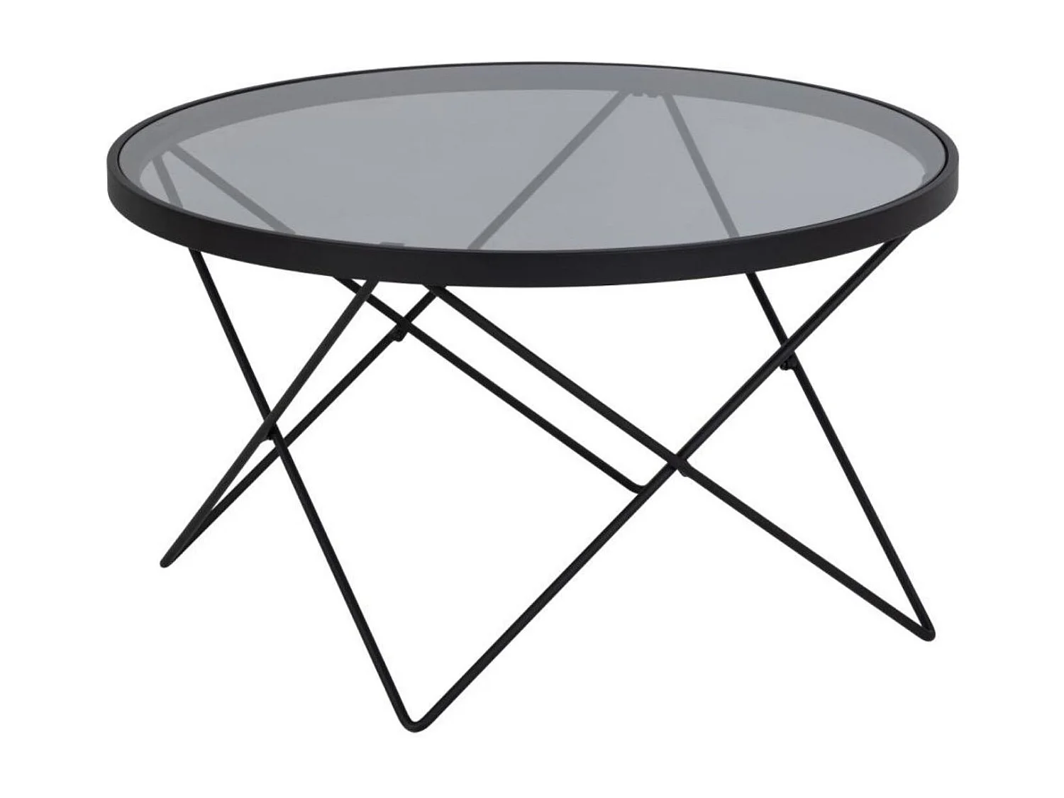 Table basse ronde en verre et métal noir D80 - BENNY